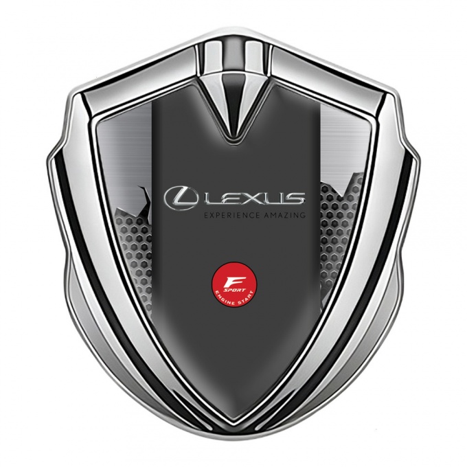 Lexus Fender Emblem Badge Silver Broken Steel Texture F Sport Logo