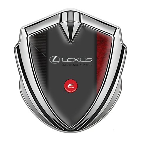 Lexus Domed Emblem Badge Silver Red Texture F Sport Logo Design