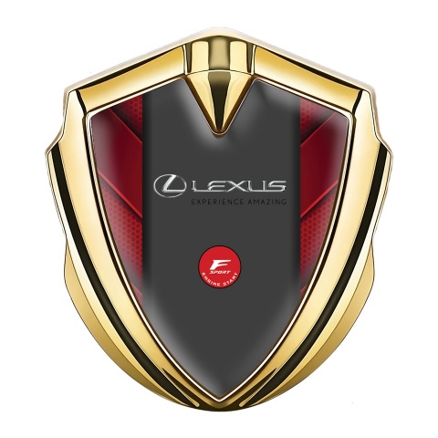 Lexus Bodyside Domed Emblem Gold Crimson Hex F Sport Logo Design