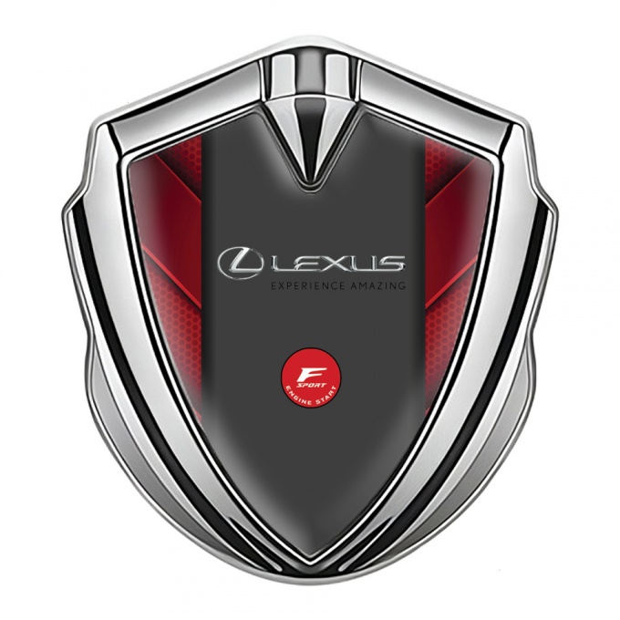 Lexus Bodyside Domed Emblem Silver Crimson Hex F Sport Logo Design