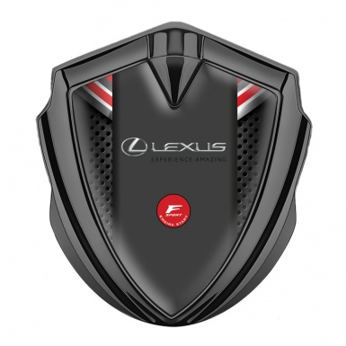 Lexus Emblem Metal Badge Graphite Red Ribbons F Sport Logo Edition