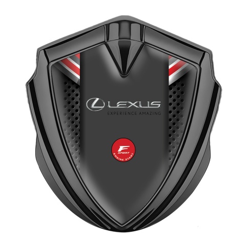 Lexus Emblem Metal Badge Graphite Red Ribbons F Sport Logo Edition