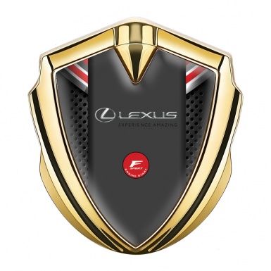 Lexus Emblem Metal Badge Gold Red Ribbons F Sport Logo Edition
