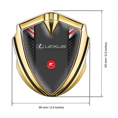 Lexus Emblem Metal Badge Gold Red Ribbons F Sport Logo Edition