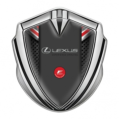 Lexus Emblem Metal Badge Silver Red Ribbons F Sport Logo Edition