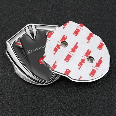 Lexus Emblem Metal Badge Silver Red Ribbons F Sport Logo Edition