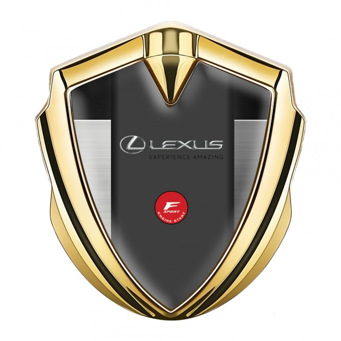 Lexus Silicon Emblem Gold Brushed Steel Panel F Sport Logo Design