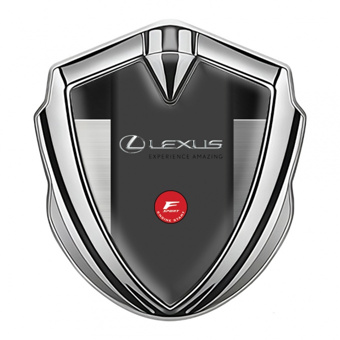 Lexus Silicon Emblem Silver Brushed Steel Panel F Sport Logo Design