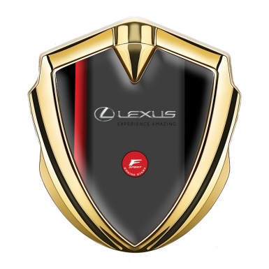 Lexus Emblem Car Badge Gold Crimson Stripe F Sport Logo Design