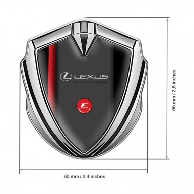 Lexus Emblem Car Badge Silver Crimson Stripe F Sport Logo Design