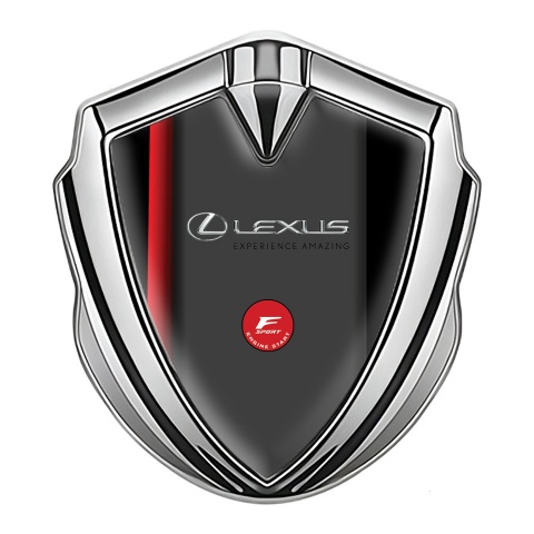 Lexus Emblem Car Badge Silver Crimson Stripe F Sport Logo Design