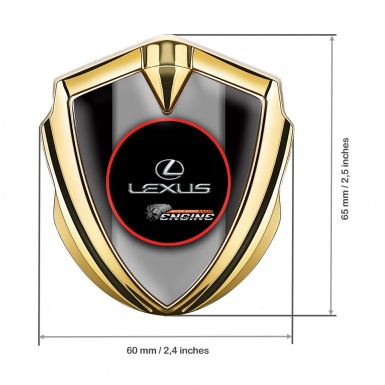 Lexus Metal Domed Emblem Gold Black Base Red Ring Chrome Logo