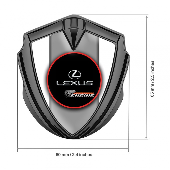 Lexus Badge Self Adhesive Graphite White Base Red Ring Chrome Logo ...