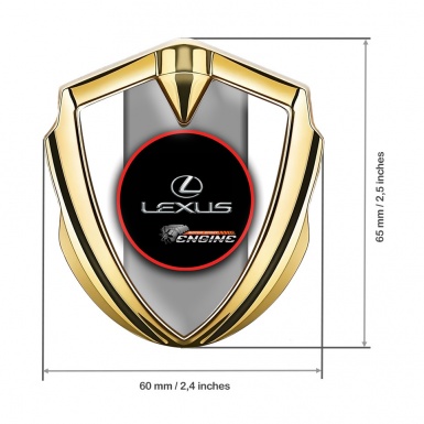 Lexus Badge Self Adhesive Gold White Base Red Ring Chrome Logo