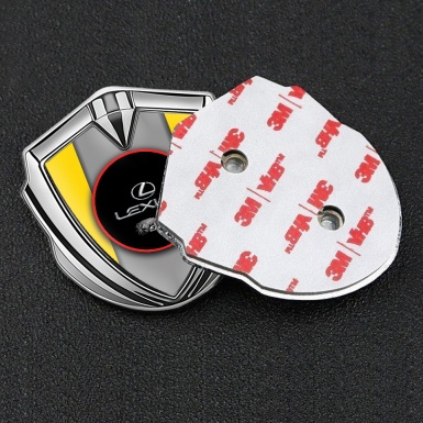 Lexus Fender Emblem Badge Silver Yellow Base Red Ring Chrome Logo