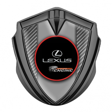 Lexus Emblem Self Adhesive Graphite Light Carbon Red Ring Chrome Logo