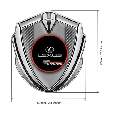 Lexus Emblem Self Adhesive Silver Light Carbon Red Ring Chrome Logo