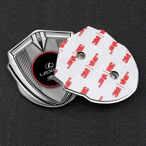 Lexus Emblem Self Adhesive Silver Light Carbon Red Ring Chrome Logo