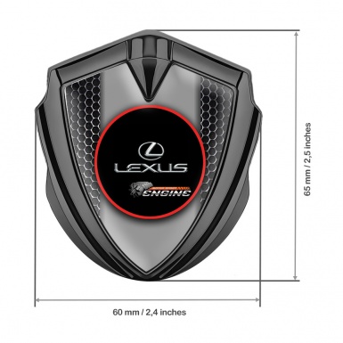 Lexus Metal Emblem Badge Graphite Dark Mesh Red Ring Chrome Logo