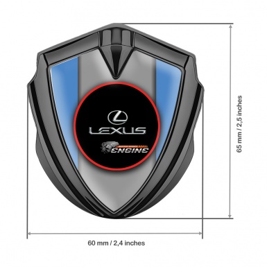 Lexus Domed Emblem Badge Graphite Ice Blue Red Ring Chrome Logo