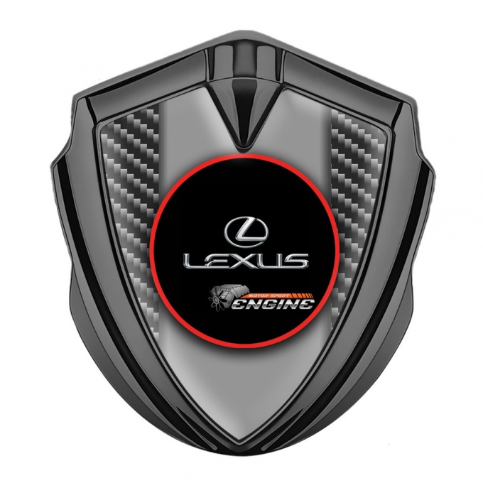 Lexus Emblem Metal Badge Graphite Dark Carbon Red Ring Chrome Logo