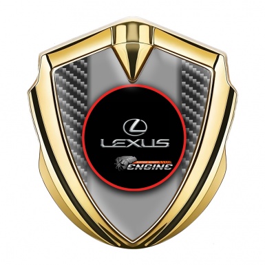 Lexus Emblem Metal Badge Gold Dark Carbon Red Ring Chrome Logo