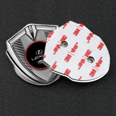 Lexus Emblem Metal Badge Silver Dark Carbon Red Ring Chrome Logo