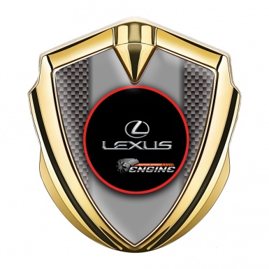 Lexus Silicon Emblem Badge Gold Grey Carbon Red Ring Chrome Logo