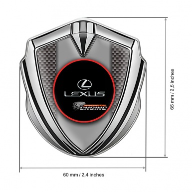 Lexus Silicon Emblem Badge Silver Grey Carbon Red Ring Chrome Logo