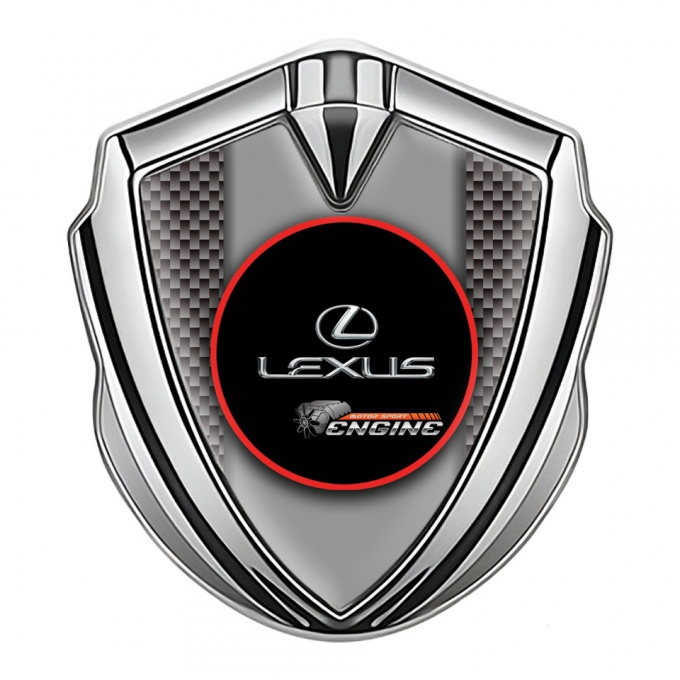 Lexus Silicon Emblem Badge Silver Grey Carbon Red Ring Chrome Logo