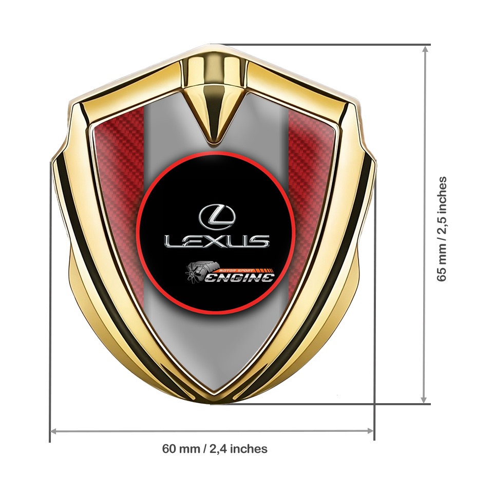 Lexus Metal Domed Emblem Gold Red Carbon Red Ring Chrome Logo | Metal ...