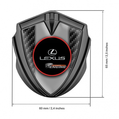 Lexus Badge Self Adhesive Graphite Black Carbon Red Ring Chrome Logo