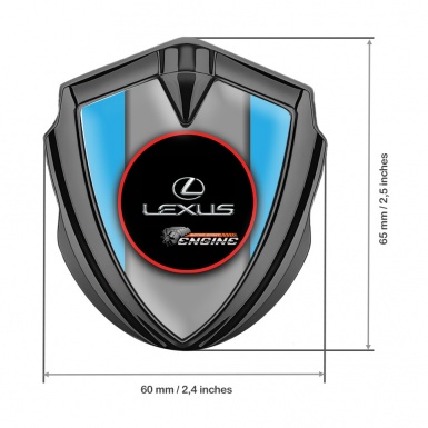 Lexus Emblem Fender Badge Graphite Light Blue Red Ring Chrome Logo
