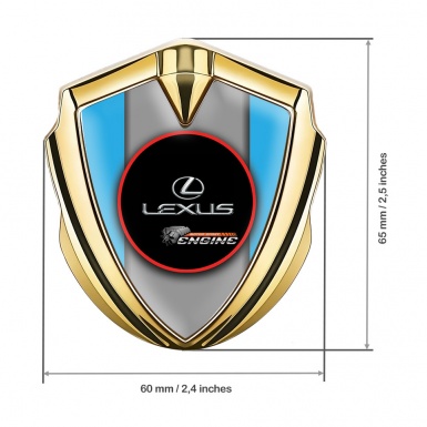 Lexus Emblem Fender Badge Gold Light Blue Red Ring Chrome Logo