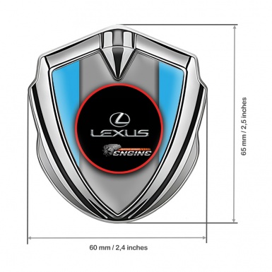 Lexus Emblem Fender Badge Silver Light Blue Red Ring Chrome Logo