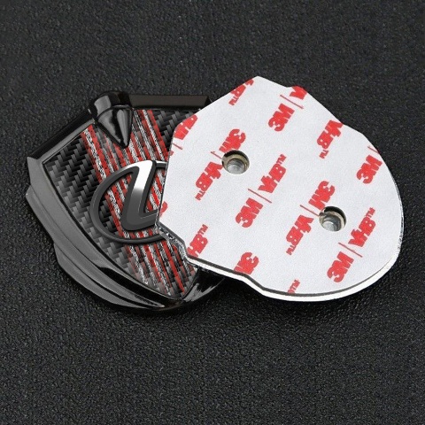 Lexus Emblem Self Adhesive Graphite Black Carbon Red Grunge Effect