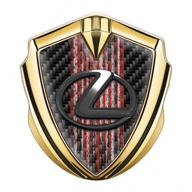 Lexus Emblem Self Adhesive Gold Black Carbon Red Grunge Effect
