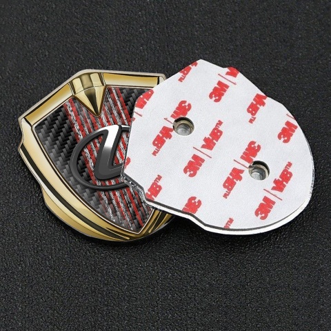 Lexus Emblem Self Adhesive Gold Black Carbon Red Grunge Effect