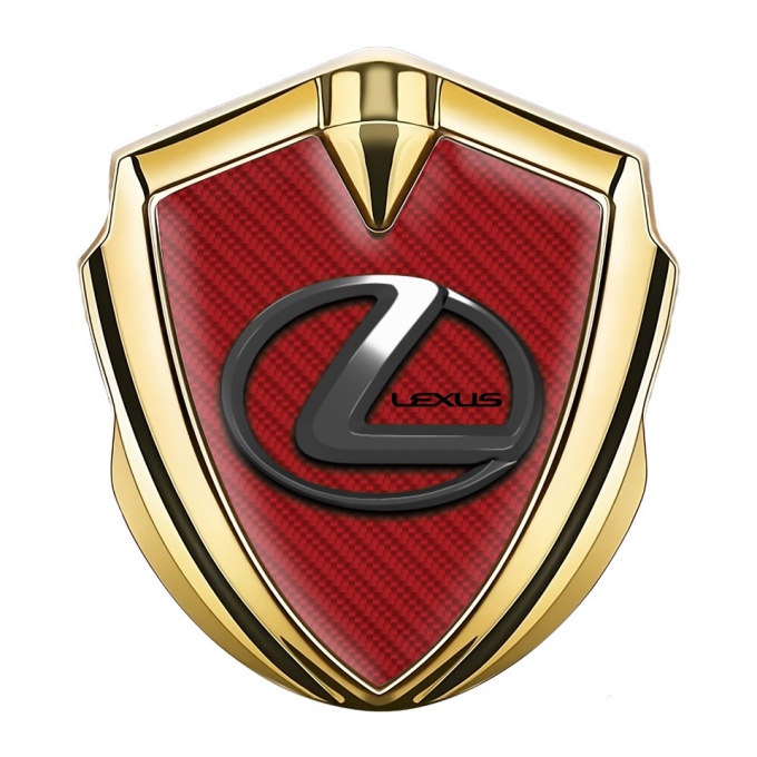 Lexus Metal Emblem Badge Gold Red Carbon Dark Chrome Effect