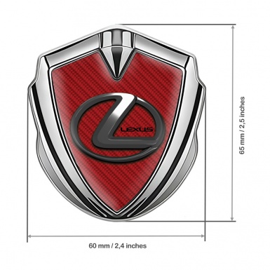 Lexus Metal Emblem Badge Silver Red Carbon Dark Chrome Effect