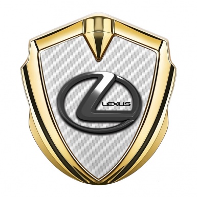 Lexus Metal Emblem Badge Gold White Carbon Dark Chrome Effect