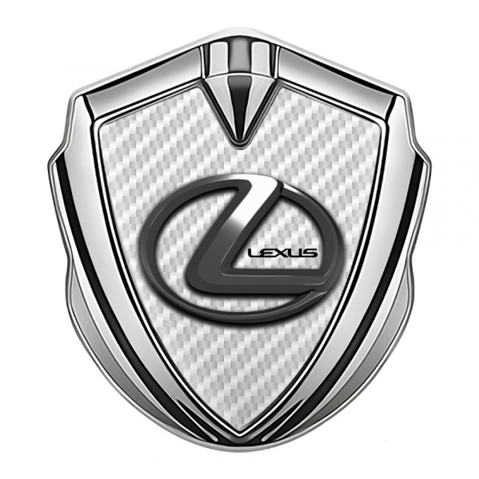 Lexus Metal Emblem Badge Silver White Carbon Dark Chrome Effect