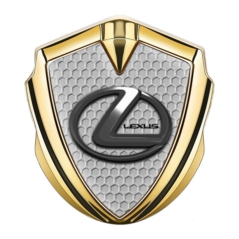 Lexus Domed Emblem Badge Gold Honeycomb Dark Chrome Effect