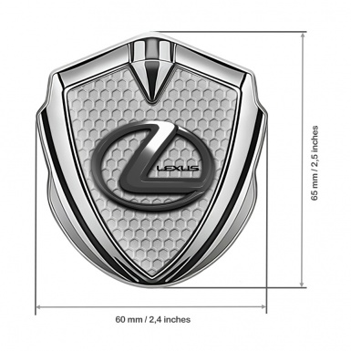 Lexus Domed Emblem Badge Silver Honeycomb Dark Chrome Effect