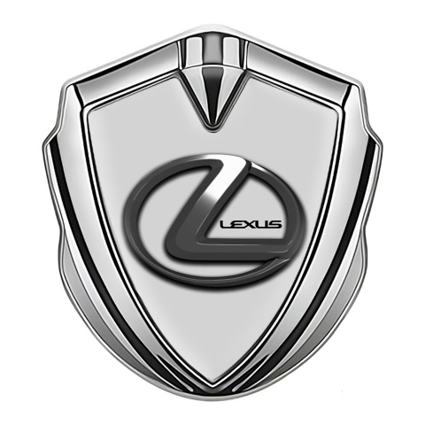 Lexus Emblem Ornament Silver Grey Base Dark Chrome Logo