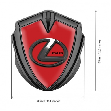 Lexus Emblem Metal Badge Graphite Red Print Dark Chrome Logo