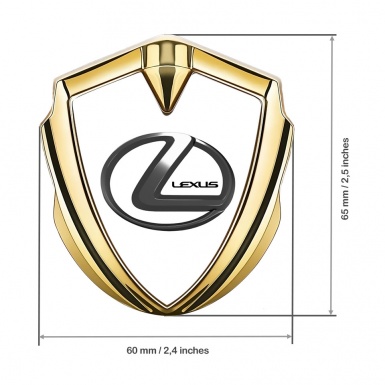 Lexus 3d Emblem Badge Gold White Print Dark Steel Logo