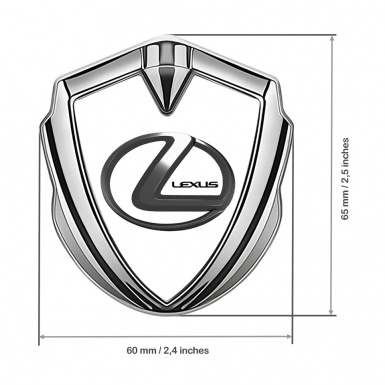 Lexus 3d Emblem Badge Silver White Print Dark Steel Logo