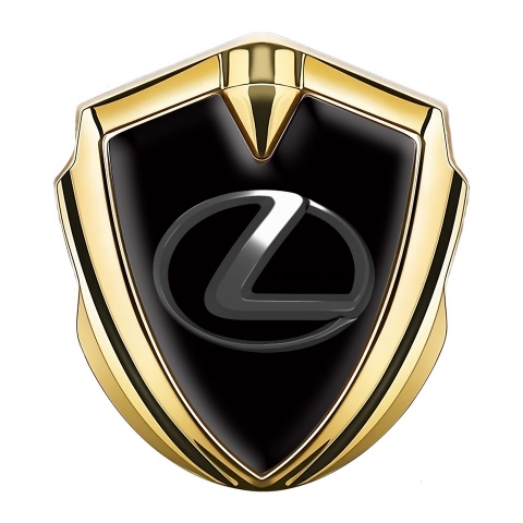 Lexus Silicon Emblem Gold Black Background Dark Steel Logo