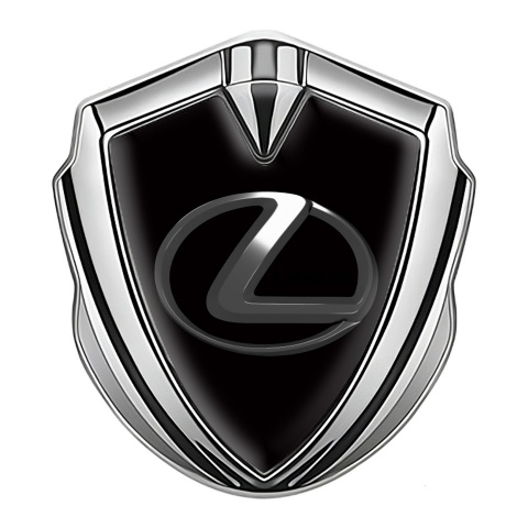 Lexus Silicon Emblem Silver Black Background Dark Steel Logo